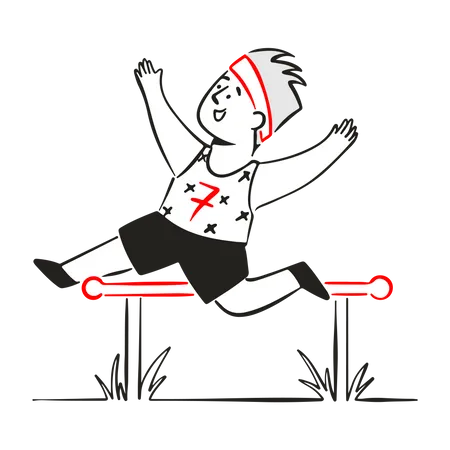 Male athlete jump over barrier  Illustration