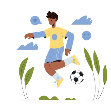 Male athlete playing football Illustration