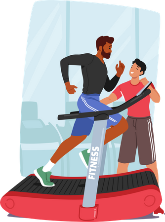 Male Athlete Receiving Personalized Training And Guidance From A Personal Coach for Maximizing Performance  イラスト