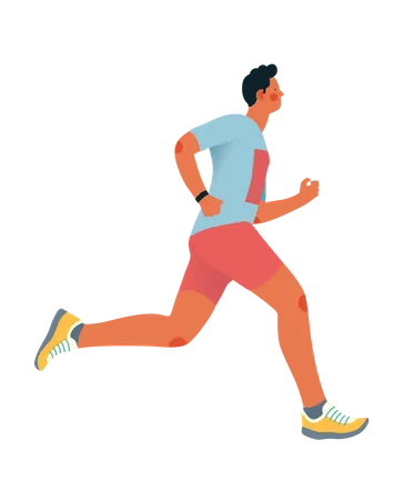 Male athlete running in the morning Illustration