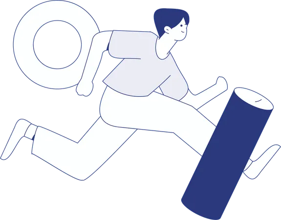 Male athlete running marathon  Illustration