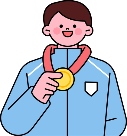 Male Athlete Winning Gold Medal  Illustration