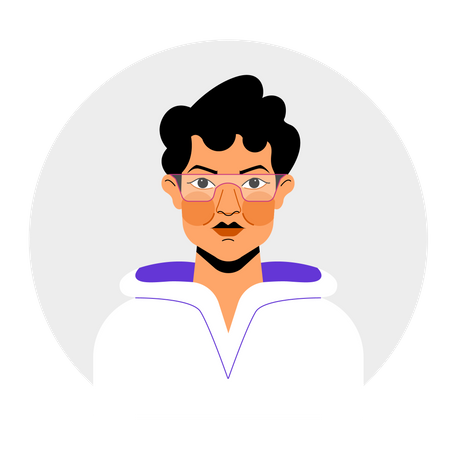 Male avatar with glasses  Illustration