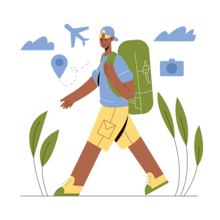 Male backpacker travelling  Illustration