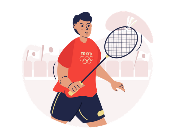 Male badminton athlete Illustration