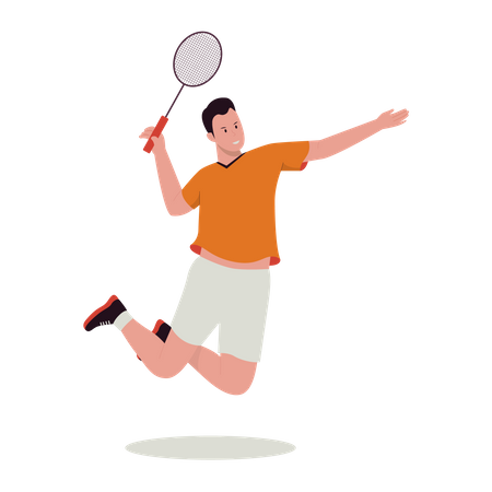 Male Badminton player playing  Illustration