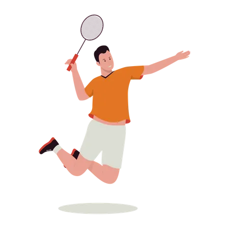 Male Badminton player playing  Illustration