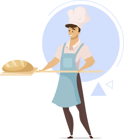 Male baker with bread  Illustration
