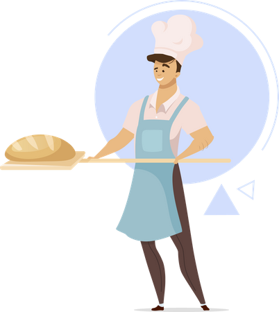 Male baker with bread  Illustration