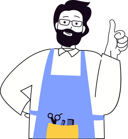 Male Barber showing thumbs up  Illustration