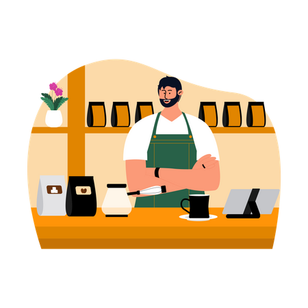 Male barista Illustration