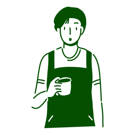 Barista masculin buvant du café  Illustration