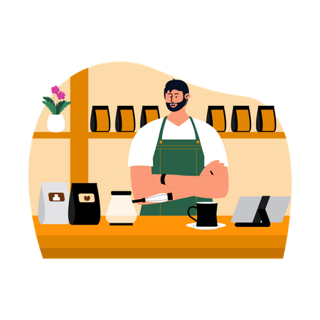 Male barista  Illustration