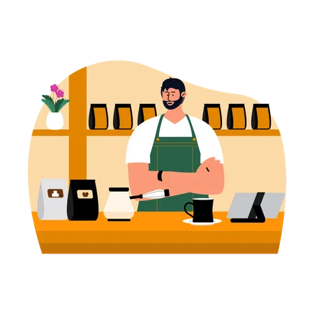 Male barista  Illustration