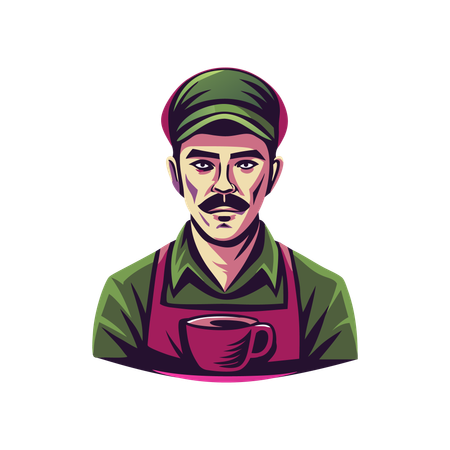 Male Barista  Illustration