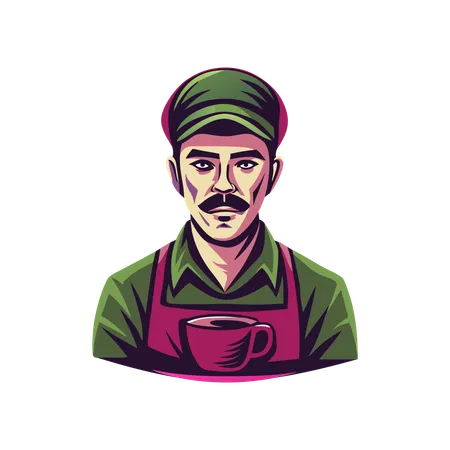 Male Barista  Illustration