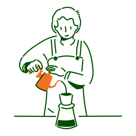 Male barista pouring coffee  Illustration