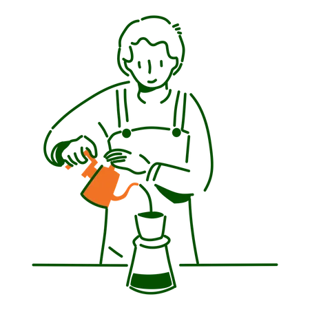 Male barista pouring coffee  Illustration