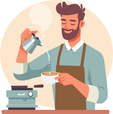Male barta  brewing fragrant coffee  Illustration
