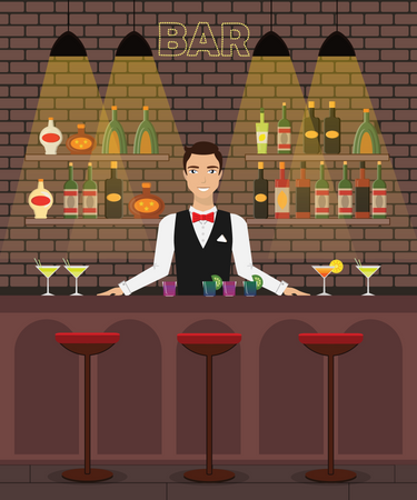 Male bartender ready to serve  Illustration