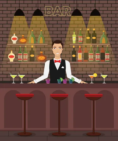 Male bartender ready to serve  Illustration