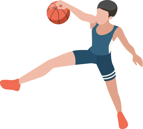 Basketball Players Sport Athletes Playing Active Games Illustration