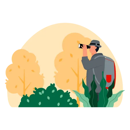 Male bird watcher  Illustration