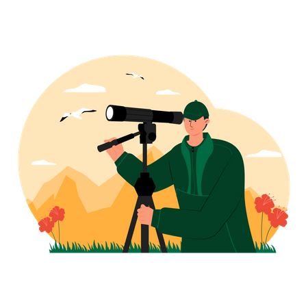 Male birdwatcher  Illustration