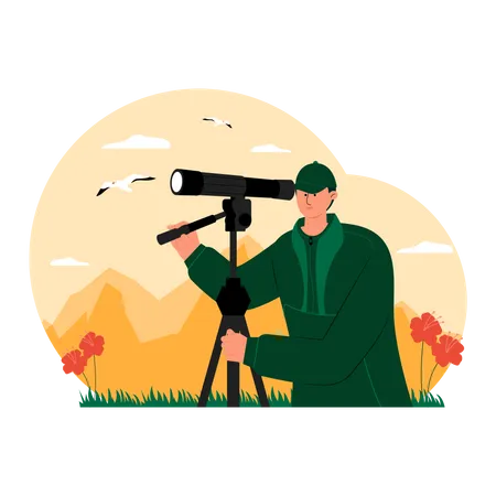 Male birdwatcher  Illustration