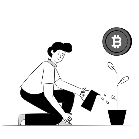 Male bitcoin investor  Illustration