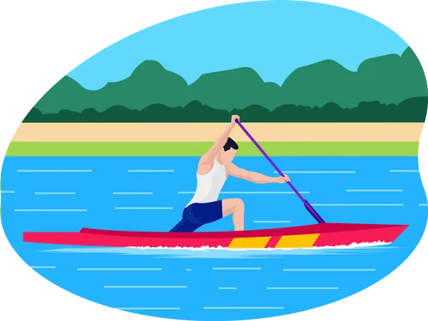 Male boating player  Illustration