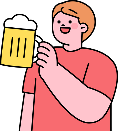 Homme buvant de la bière  Illustration