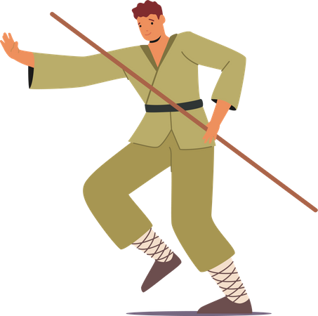 Male bojutsu fighter Illustration