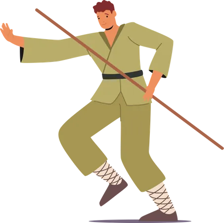 Male bojutsu fighter Illustration
