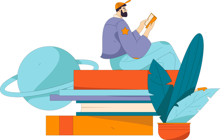 Male Book Reader  Illustration