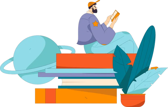 Male Book Reader  Illustration