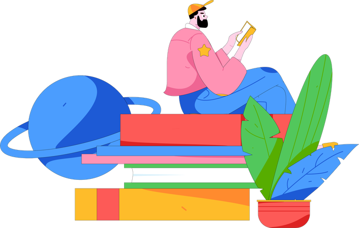 Male Book Reader  Illustration