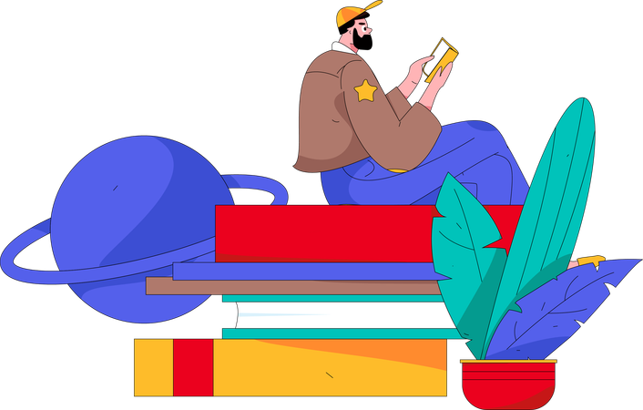 Male Book Reader  Illustration