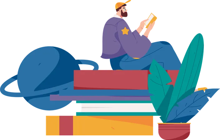 Male Book Reader  Illustration