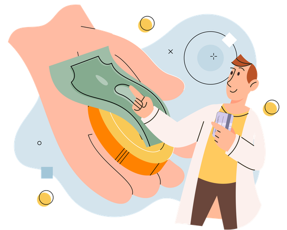Male borrower received money loan for business development  Illustration