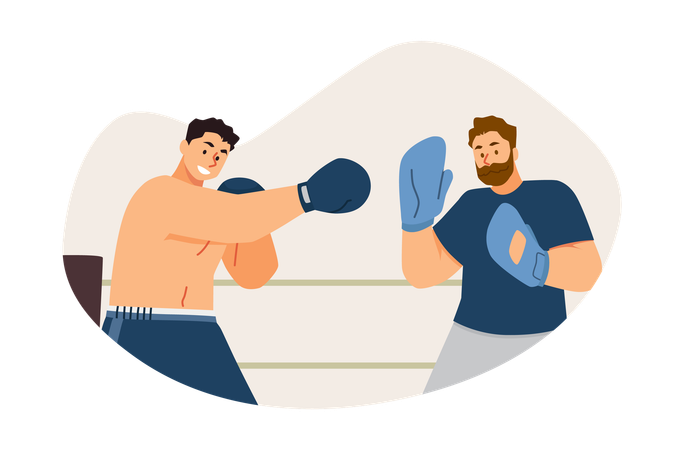 Male boxer doing training  Illustration