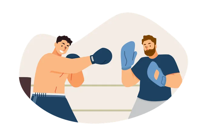 Male boxer doing training  Illustration
