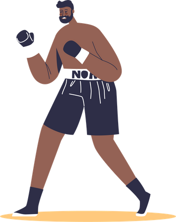 Male boxer wearing boxing gloves for fight  Illustration