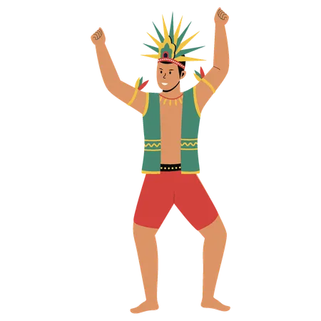 Male Brazilian Samba Dancers Male In Carnival Costume Vector Flat Illustration Illustration