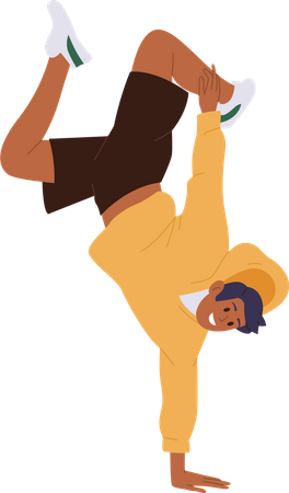 Male breakdancer balancing on one hand  Illustration