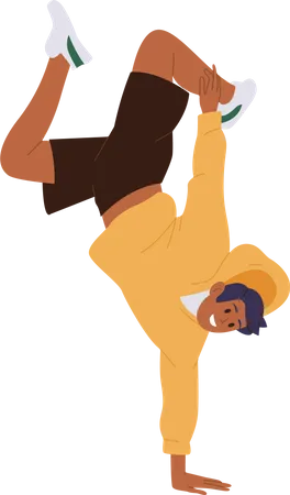 Male breakdancer balancing on one hand  Illustration