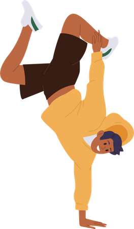 Breakdancer masculin en équilibre sur une main  Illustration