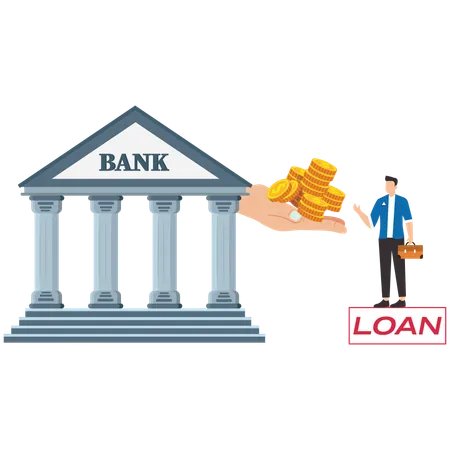 Male business owner receives capital loan from the bank  Illustration