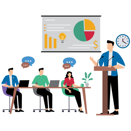 Male Business team discussing about idea  Illustration