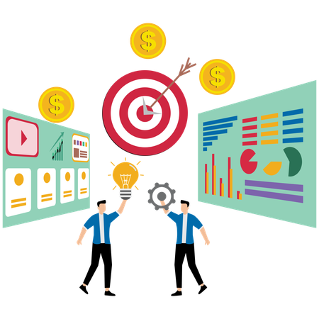 Male Business team working together for goal achievement  Illustration